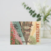 Amsterdam bij Canal in Retro Style Briefkaart (Staand voorkant)