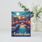 Amsterdam bij nacht briefkaart (Staand voorkant)