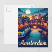 Amsterdam bij nacht briefkaart (Voorkant / Achterkant)