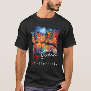 Amsterdam bij nacht schilderen - Nederland - Amste T-shirt
