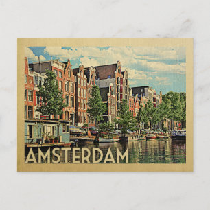 Amsterdam Briefkaart Holland Vintage Travel