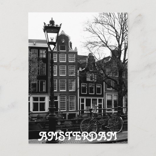 Amsterdam Canal Bike Black en White Briefkaart (Voorkant)