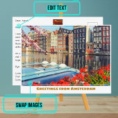 Amsterdam Canal en woonboot Briefkaart