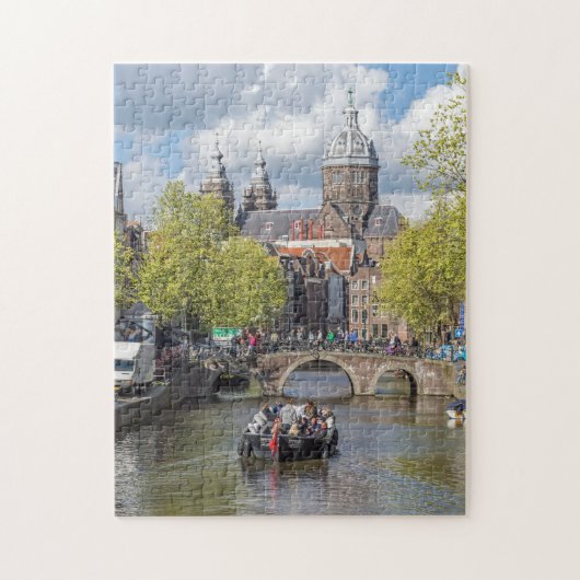 Amsterdam canal et pont puzzle (Vertical)