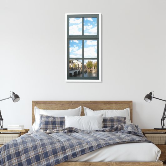 Amsterdam Canal House Window Uitzicht Canvas Afdruk (Insitu (Slaapkamer))