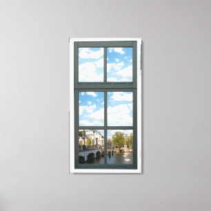 Amsterdam Canal House Window Uitzicht Canvas Afdruk