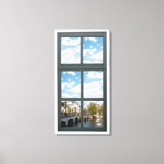 Amsterdam Canal House Window Uitzicht Canvas Afdruk (Voorkant)
