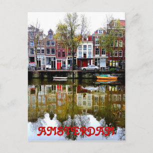 Amsterdam Canal Rainy Spring Day Briefkaart