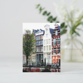 Amsterdam Canal Rainy Spring Day Briefkaart (Staand voorkant)