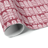 Amsterdam Canal Row Houses Marsala Red Pattern Cadeaupapier (Rol Hoek)