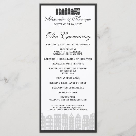 Amsterdam Canal Row Huizen Dutch Wedding Program Programma (Voorkant)
