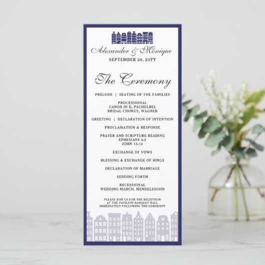 Amsterdam Canal Row Huizen Dutch Wedding Program Programma (Staand voorkant)