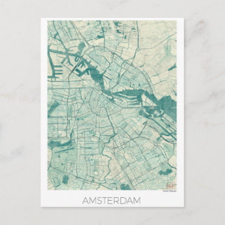 Amsterdam Carte Bleue Aquarelle Vintage