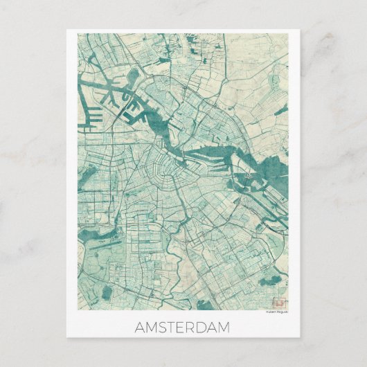 Amsterdam Carte Bleue Aquarelle Vintage (Devant)