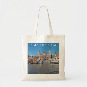 Amsterdam Central Station view tote bag