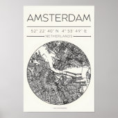 Amsterdam City Map Poster – Minimal Urban Wall Art (Devant)