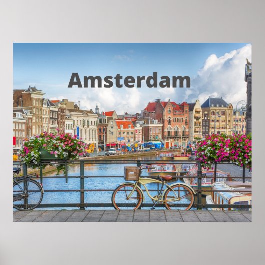 Amsterdam City Uitzicht - Oude gebouwen, rivieren, Poster (Voorkant)