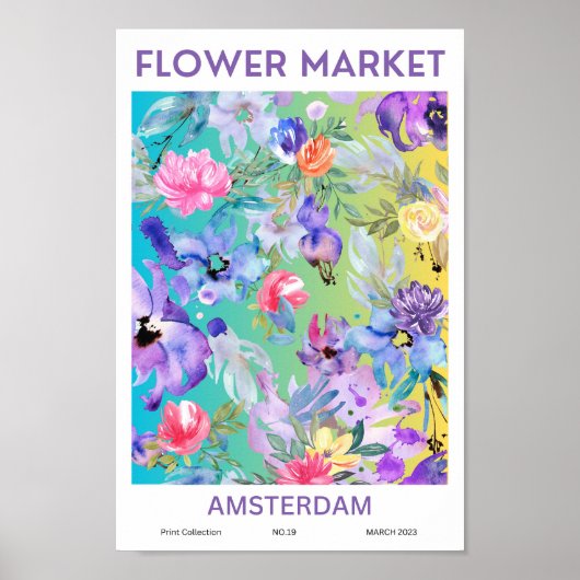 Amsterdam Colorful Flower Market Poster (Voorkant)