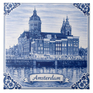 Amsterdam Delfts Blauwe stijl keramische tegel Tegeltje