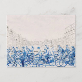 Amsterdam-fietsen door de stad briefkaart