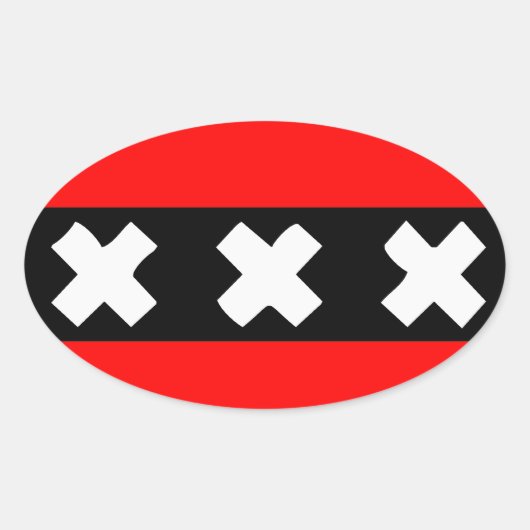 Amsterdam flag ovale sticker (Voorkant)