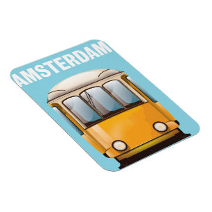 Amsterdam gele reizigersposter tram magneet