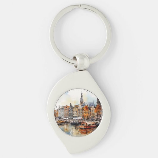 Amsterdam, gestrekte print sleutelhanger (Voorkant)