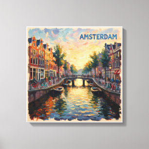 Amsterdam Gouden Gracht Reflecties Canvas Afdruk