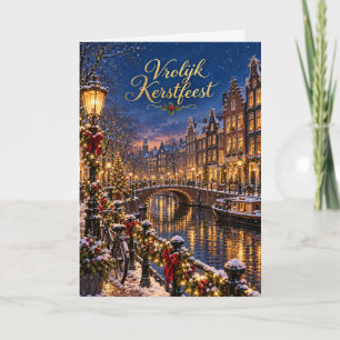 Amsterdam Grachten Vrolijk Kerstfeest Feestdagen Kaart