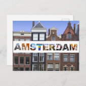 Amsterdam grachtenpanden Nederlandse reisfoto's Briefkaart (Voorkant / Achterkant)