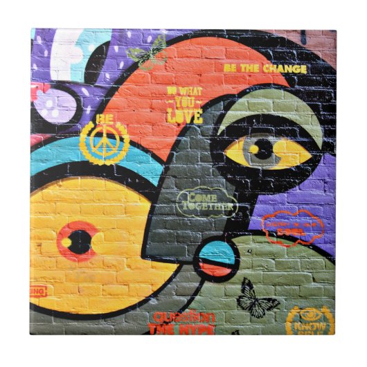 Amsterdam Graffiti, kleurrijk en cool, Tegeltje (Voorkant)