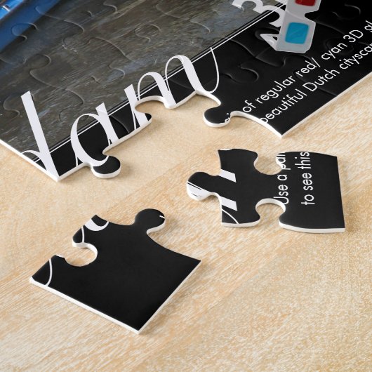 Amsterdam Holland 3D Anaglyph Jigzaag Puzzle Legpuzzel (Zijkant)