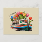 Amsterdam Holland Boat Travel Briefkaart (Voorkant)