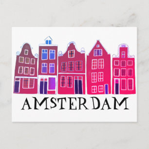 Amsterdam Holland Canal Houses Travel Europe Briefkaart