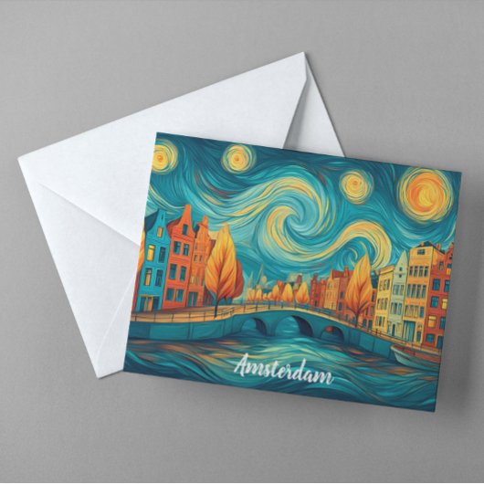 Amsterdam Holland Canal Oil Painting Briefkaart