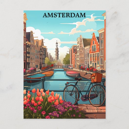 Amsterdam Holland Canal Uitzicht Briefkaart (Voorkant)