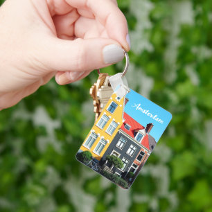Amsterdam Holland Huizen Reis souvenir Sleutelhanger