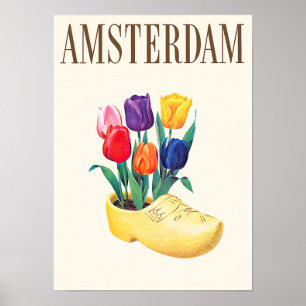 Amsterdam Holland vintage travel Poster