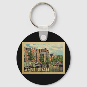 Amsterdam Holland Vintage Travel Sleutelhanger