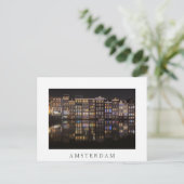 Amsterdam huizen met kleurrijke lichten in de nach briefkaart (Staand voorkant)