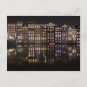 Amsterdam huizen met kleurrijke lichten in de nach briefkaart (Voorkant)