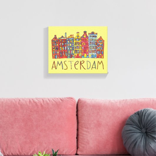 Amsterdam in mozaïek canvas afdruk (Insitu (Woonkamer))
