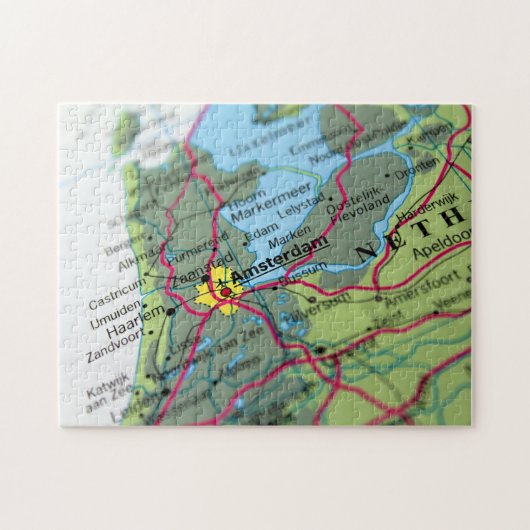 Amsterdam, kaart Nederland Legpuzzel (Horizontaal)