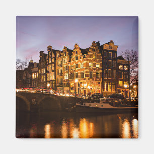 Amsterdam kanaalhuizen bij de schemering magnet magneet