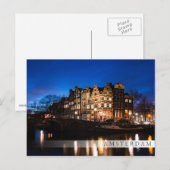 Amsterdam kanaalhuizen 's nachts briefkaart (Voorkant / Achterkant)
