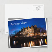 Amsterdam kanaalhuizen 's nachts briefkaart (Voorkant / Achterkant)
