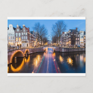 Amsterdam Kanalen bij nacht Briefkaart