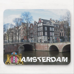 Amsterdam Kanalen en bruggen Foto Mousepad Muismat
