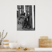 Amsterdam katten op fietsen Zwart-wit foto Poster (Keuken)