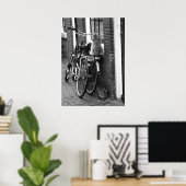 Amsterdam katten op fietsen Zwart-wit foto Poster (Thuiskantoor)